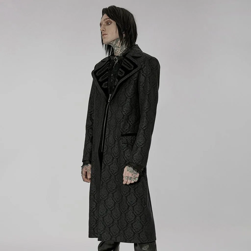 Men's Gothic Turn-down Collar Zipper Long Coat