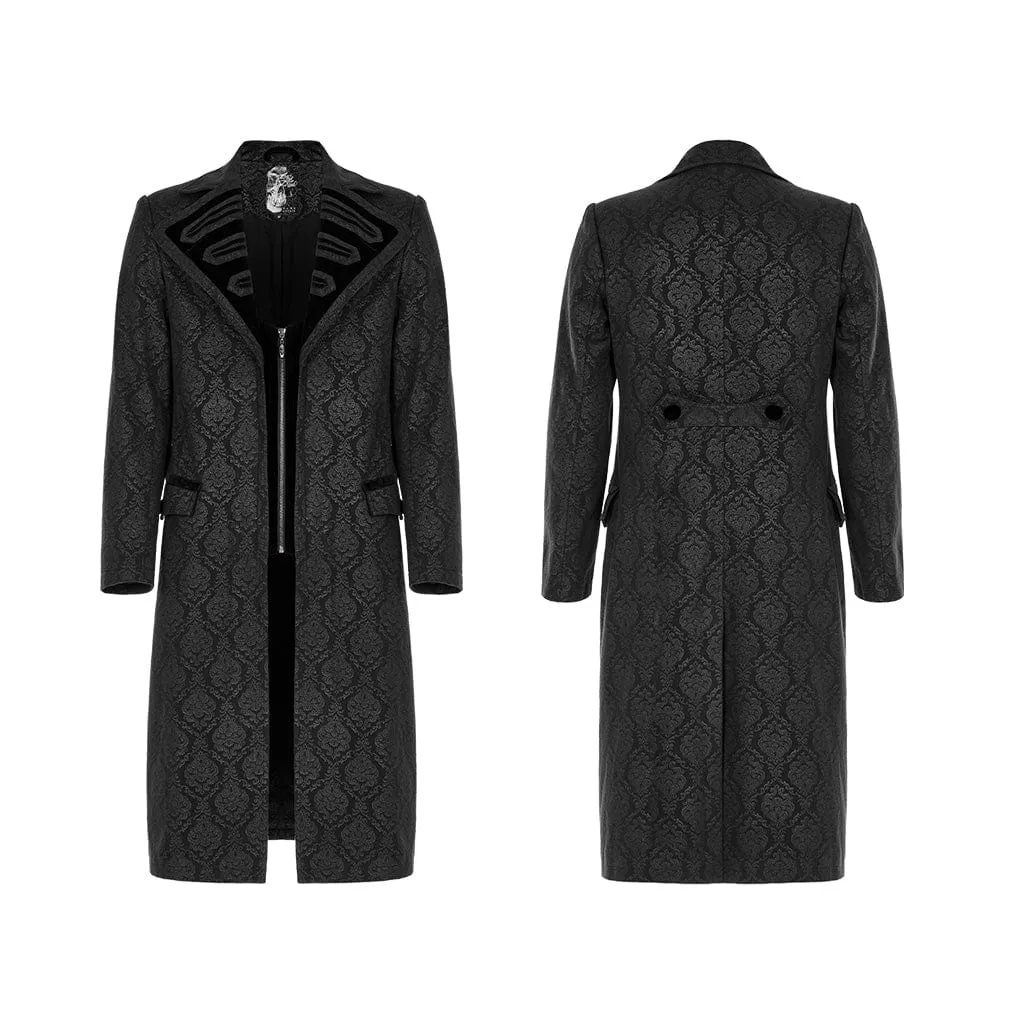 Men's Gothic Turn-down Collar Zipper Long Coat