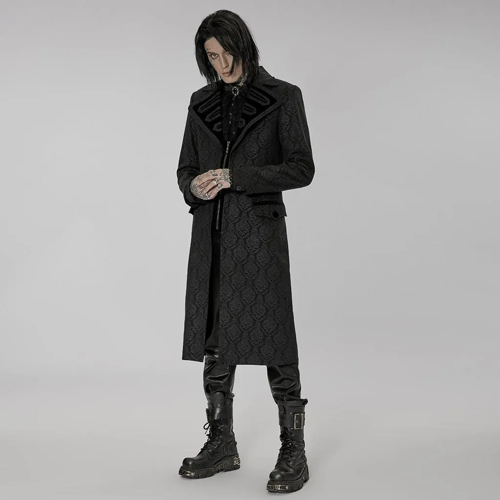 Men's Gothic Turn-down Collar Zipper Long Coat