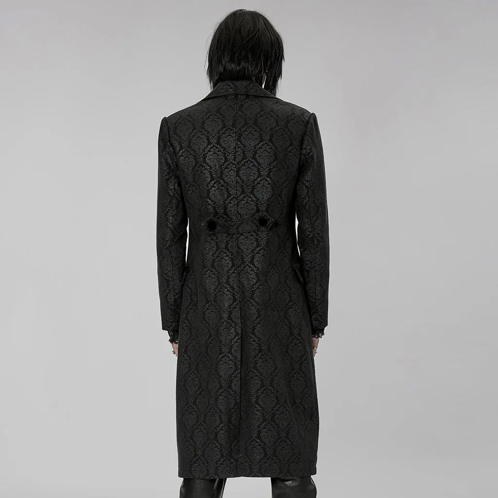 Men's Gothic Turn-down Collar Zipper Long Coat