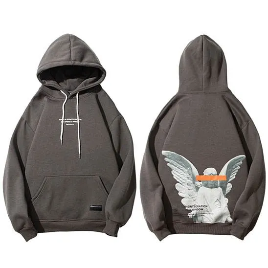 Mens Harajuku Angel God Printed Hoodie