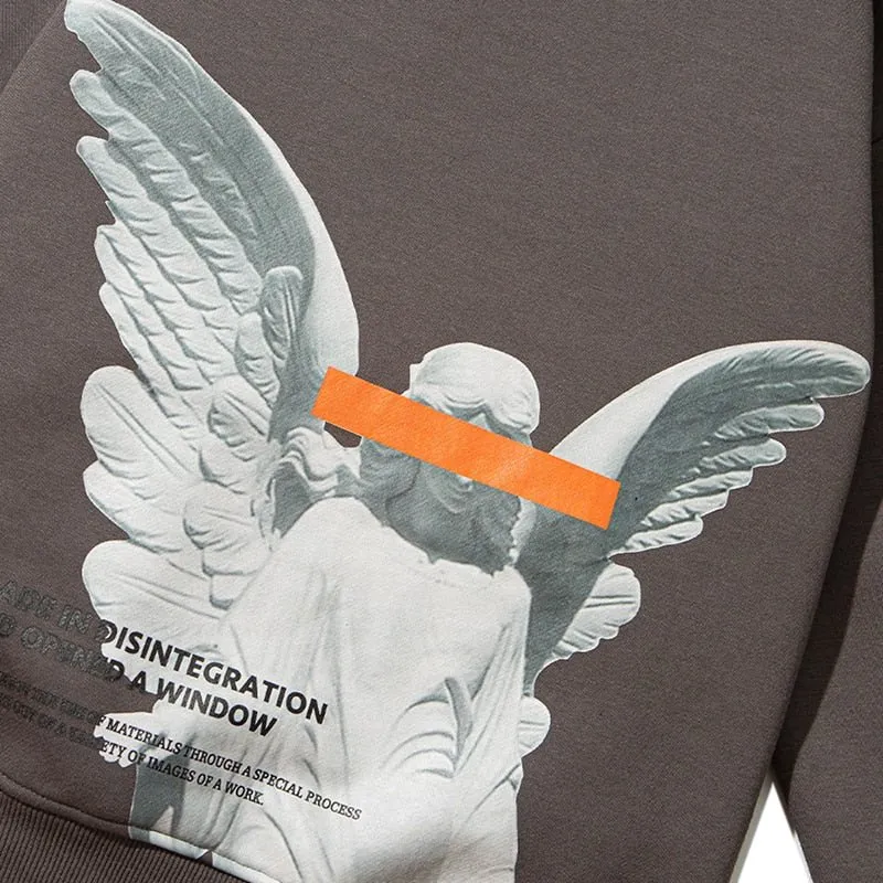 Mens Harajuku Angel God Printed Hoodie