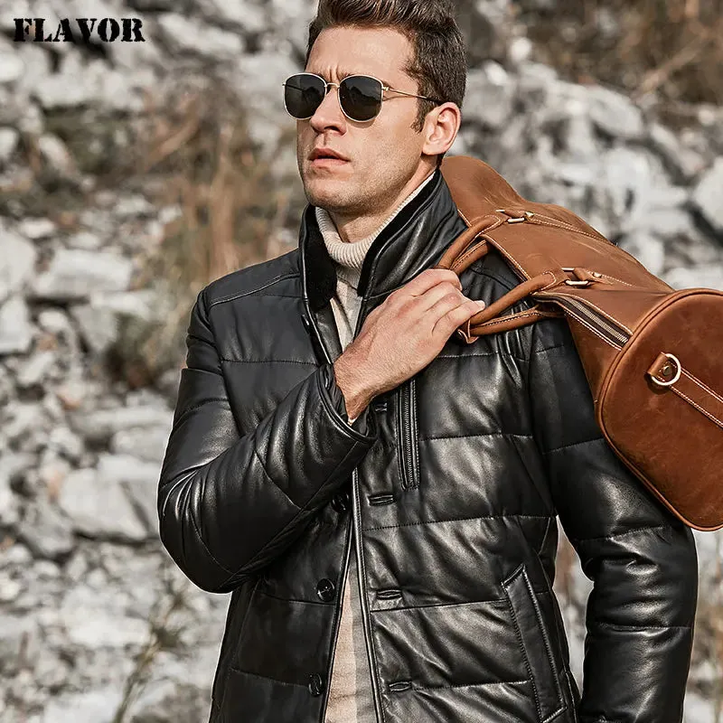 Men's Lambskin Leather Duck Down Jacket