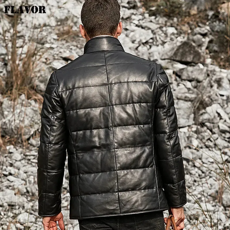 Men's Lambskin Leather Duck Down Jacket