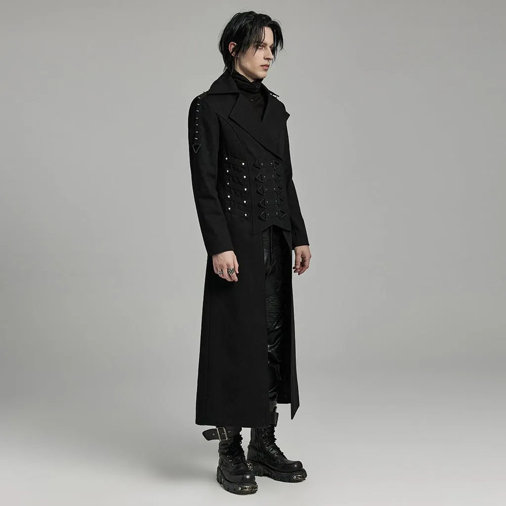 Men's Punk Turn-down Collar Studded Coat