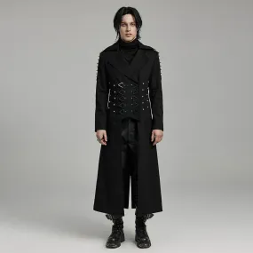 Men's Punk Turn-down Collar Studded Coat