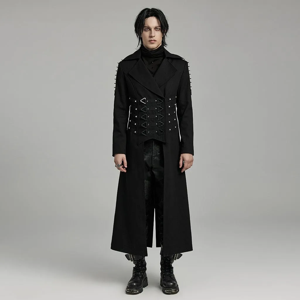 Men's Punk Turn-down Collar Studded Coat