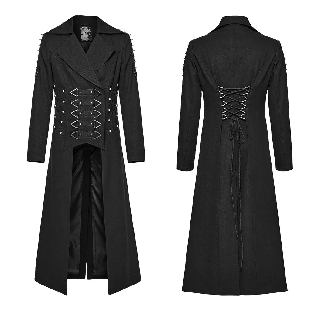 Men's Punk Turn-down Collar Studded Coat