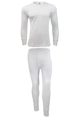 Mens White Long Johns Thermal Full Sleeve Set