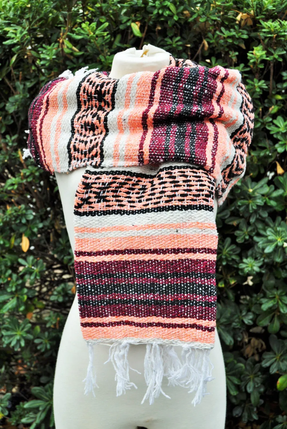 Mexican oversized scarf,  blanket scarf,peach fashion scarf, aztec scarf, mexican scarf, gift, vibrant scarf, spanish scarf, blanket scarf