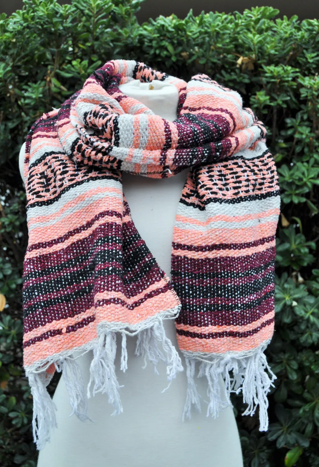 Mexican oversized scarf,  blanket scarf,peach fashion scarf, aztec scarf, mexican scarf, gift, vibrant scarf, spanish scarf, blanket scarf