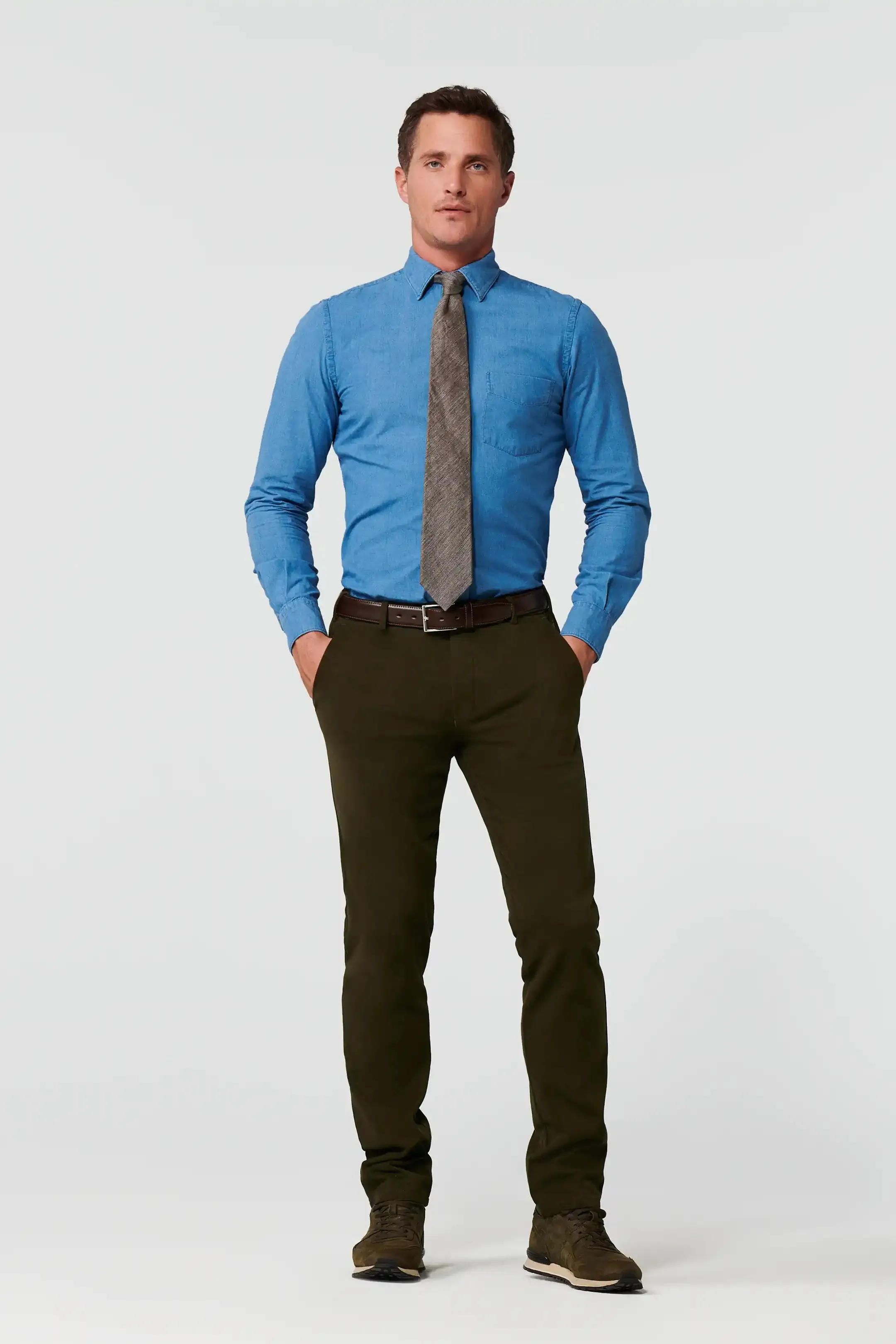 MEYER Exclusive Bonn Trousers - 8572 Luxury Twill Cotton Chino - Laurel Green