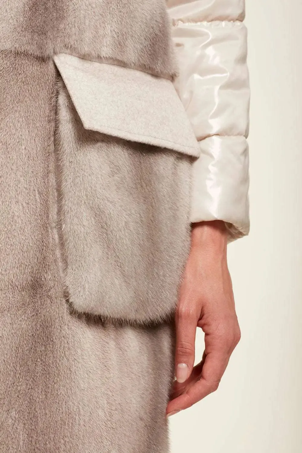 Mink fur coat and textile