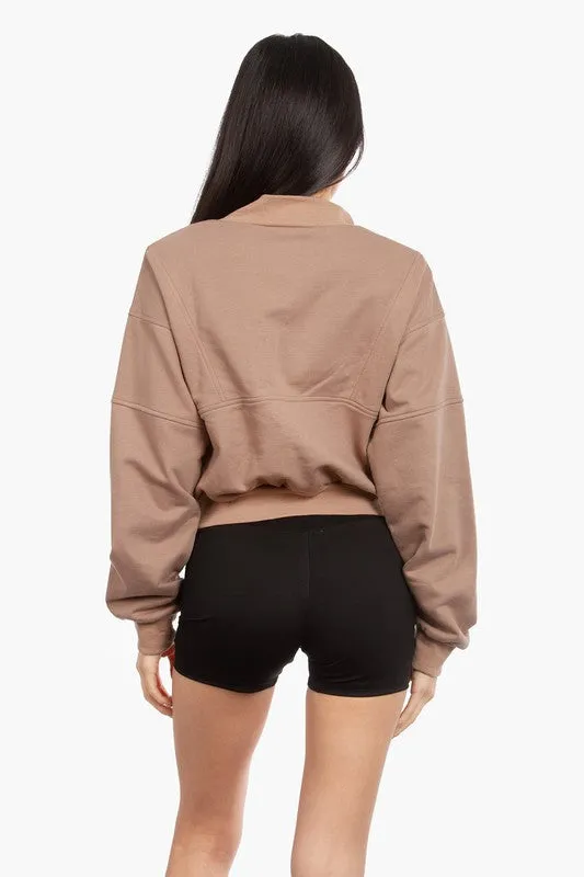 MOCHA CALABASAS CROPPED PULLOVER