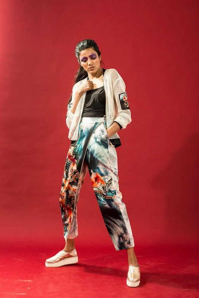 Multi-Coloured Fish Reflection Print Trouser