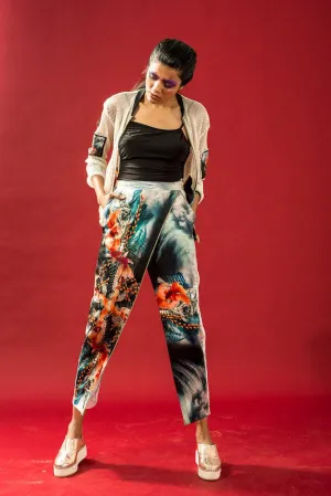 Multi-Coloured Fish Reflection Print Trouser