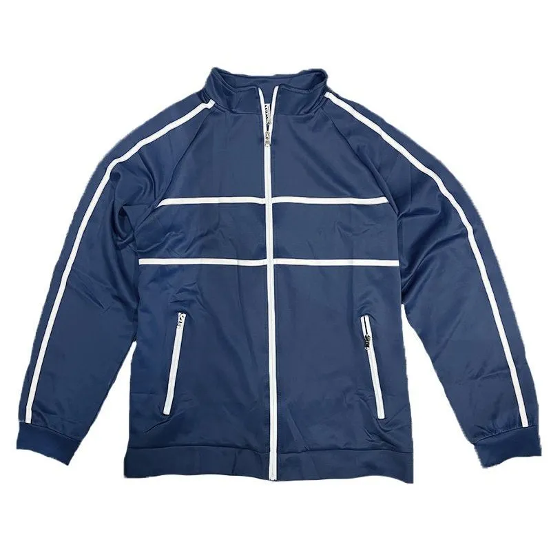 Navy Solid Tape Track Jacket