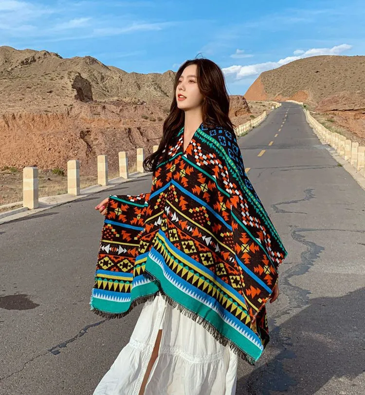 Nepal Tibet ethnic wind cloak, female hooded cloak coat scarf