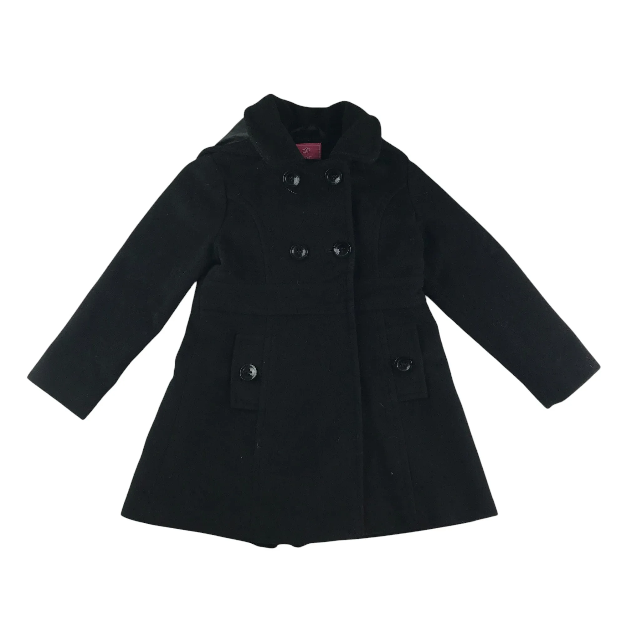 Next coat 5-6 years black wool-mix flared hooded jacket