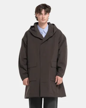 Nylon Ox Hooded Coat in Brown