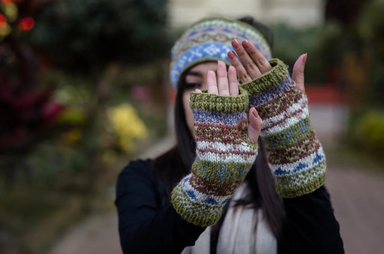 Olive Green Pure Woolen Hand Warmers