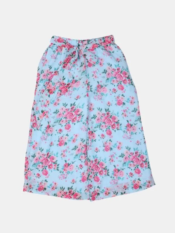 One Friday Blue Floral Printed Culotte