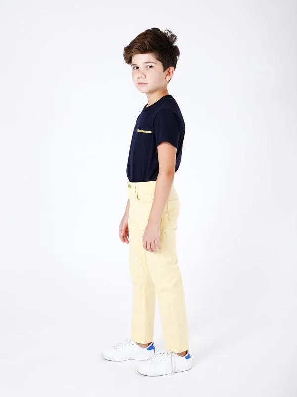 One Friday Yellow Solid Trouser