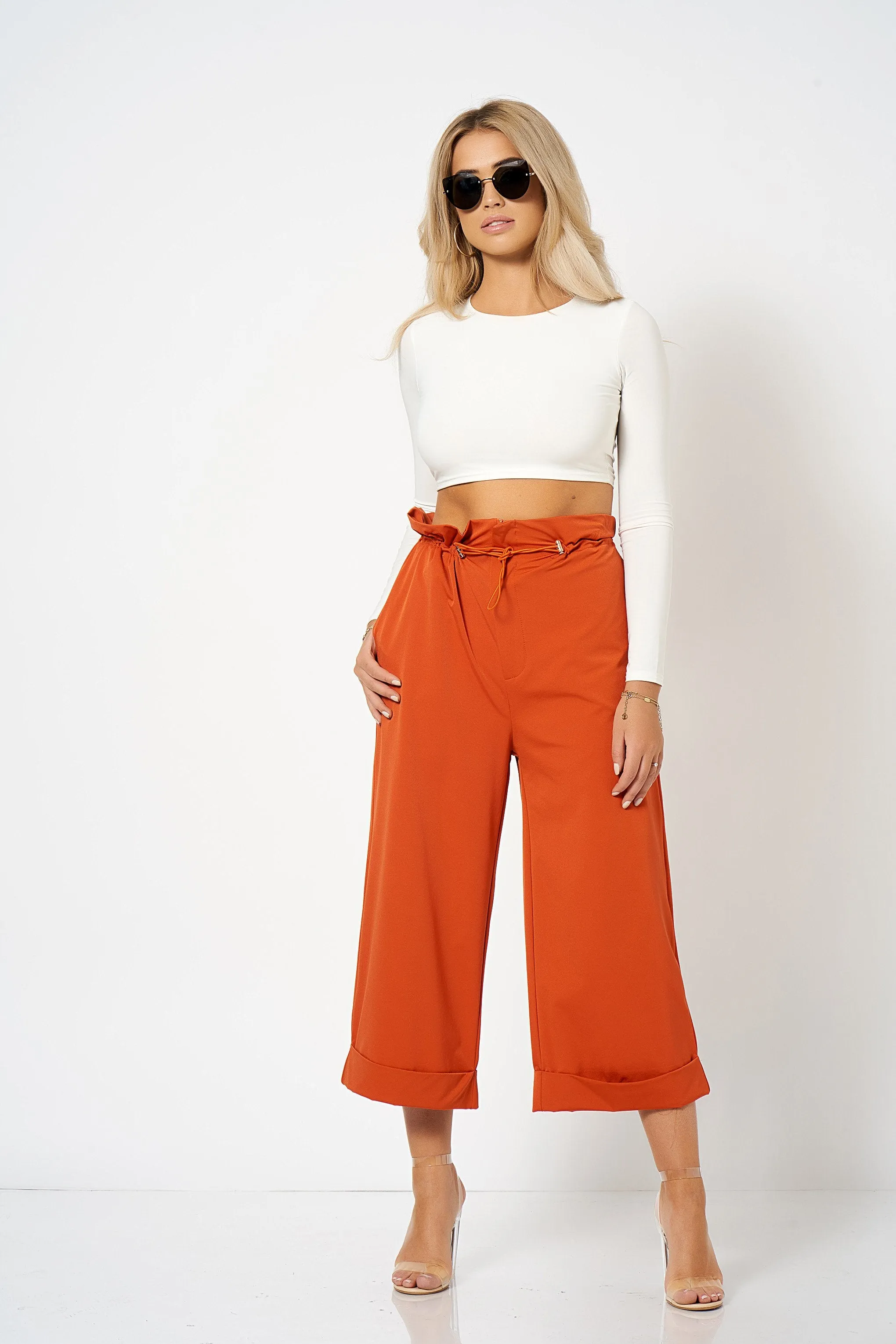 Orange Paper Bag Culottes