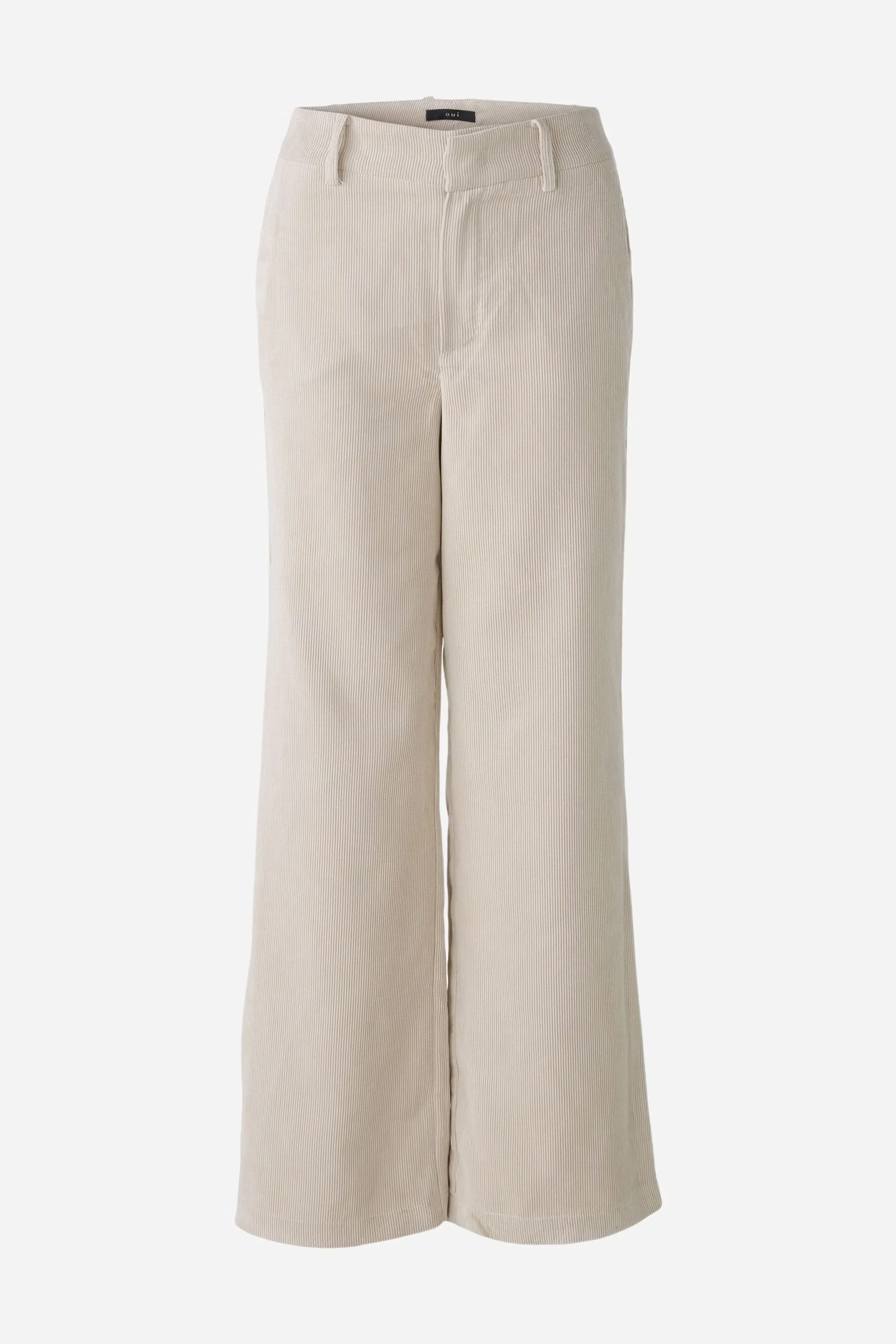 Oui Corduroy Trousers Light Beige Melange