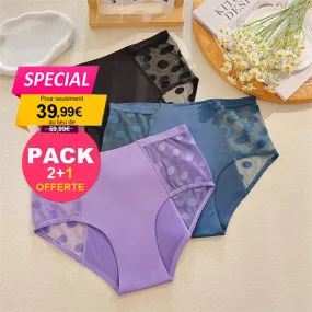 Pack de 3 Culottes Menstruelles en dentelle 4 Couches ultra absorbantes