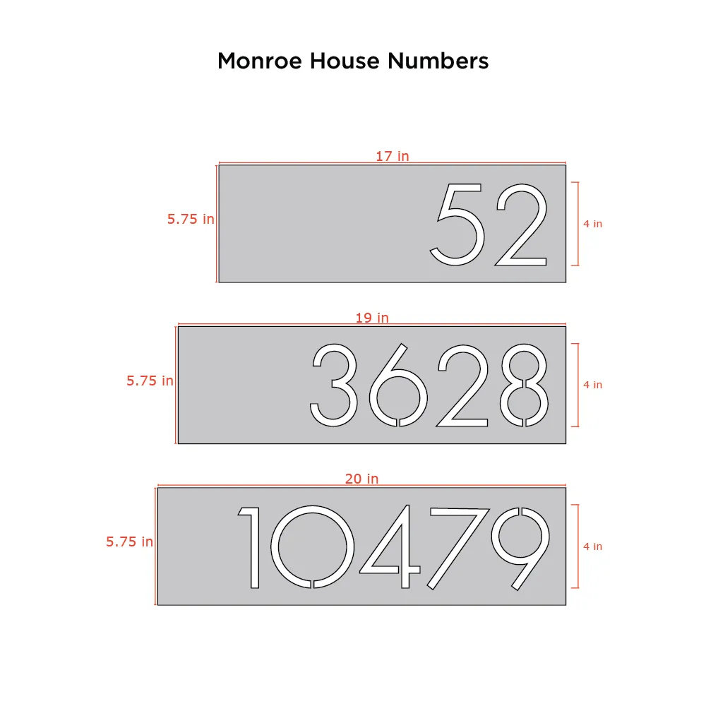 Painted Monroe House Numbers - Matte Black