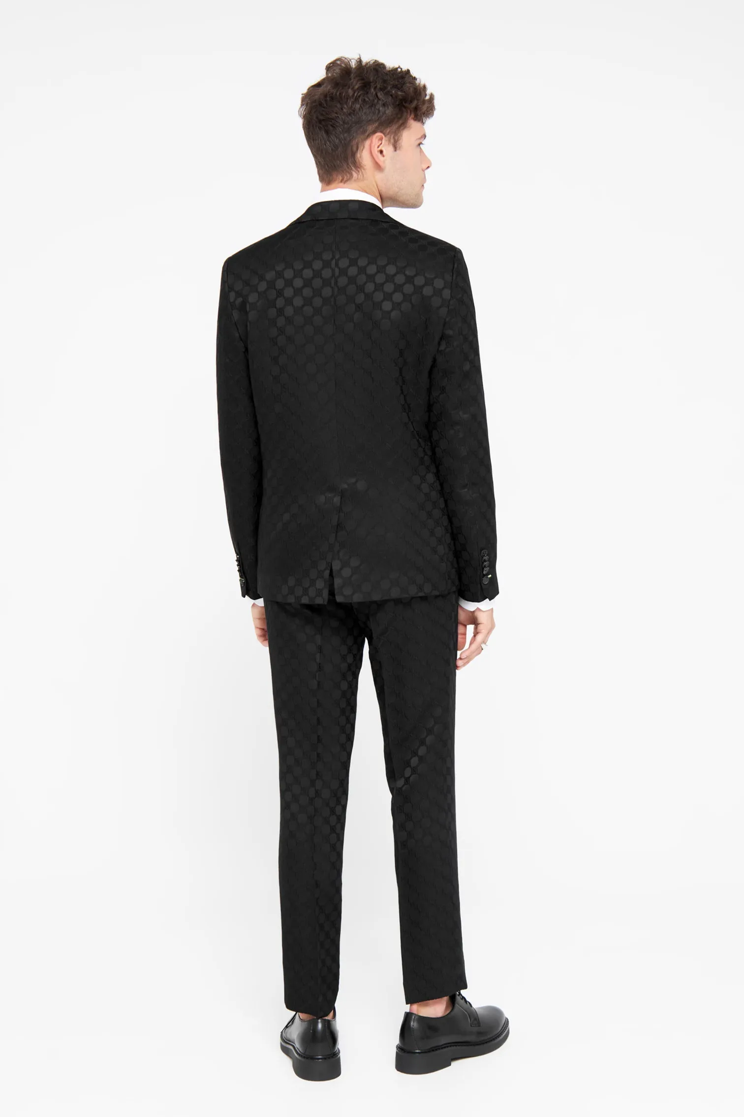 Papatya Slim Fit Black Jacquard Jacket