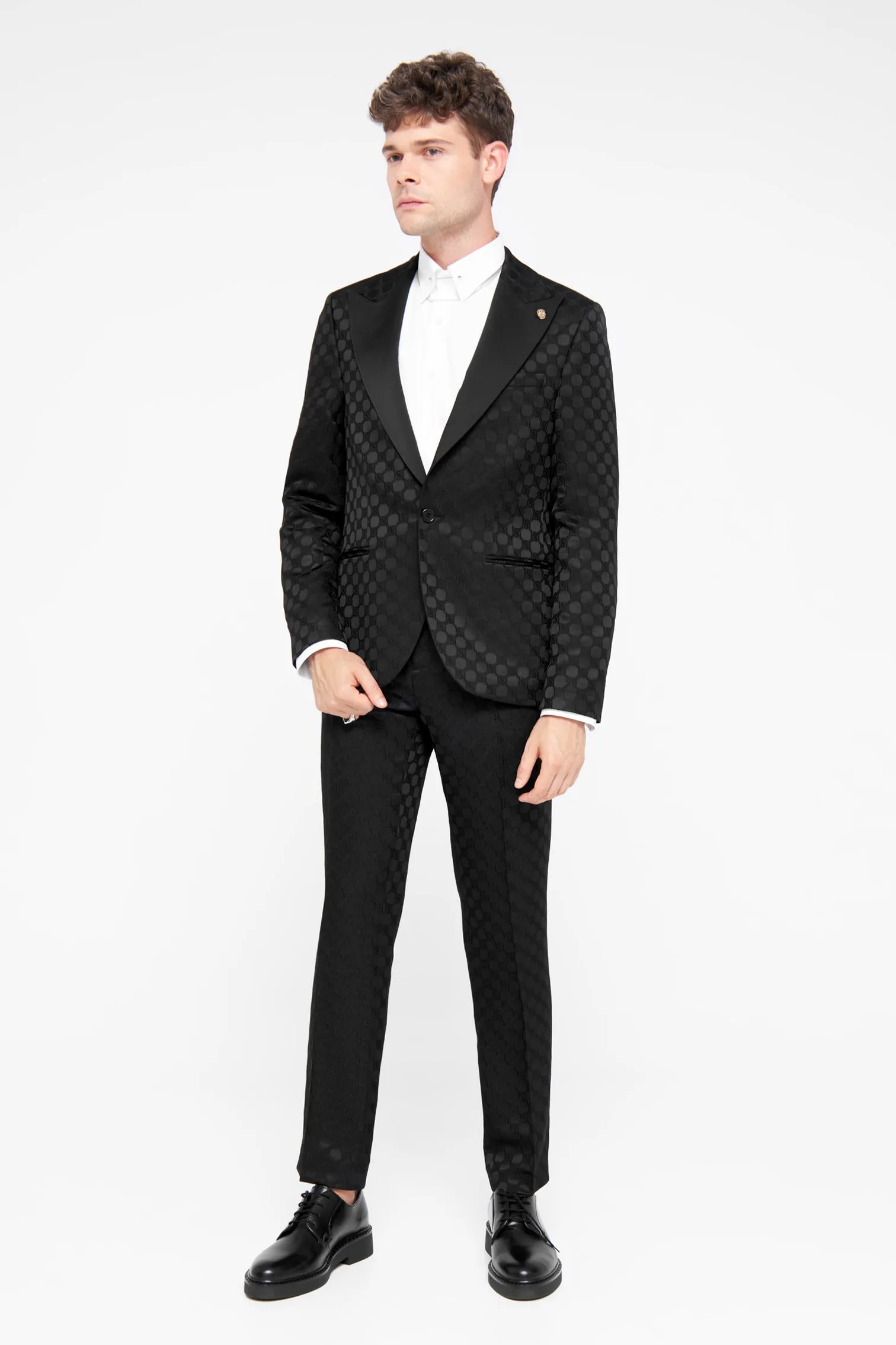 Papatya Slim Fit Black Jacquard Jacket