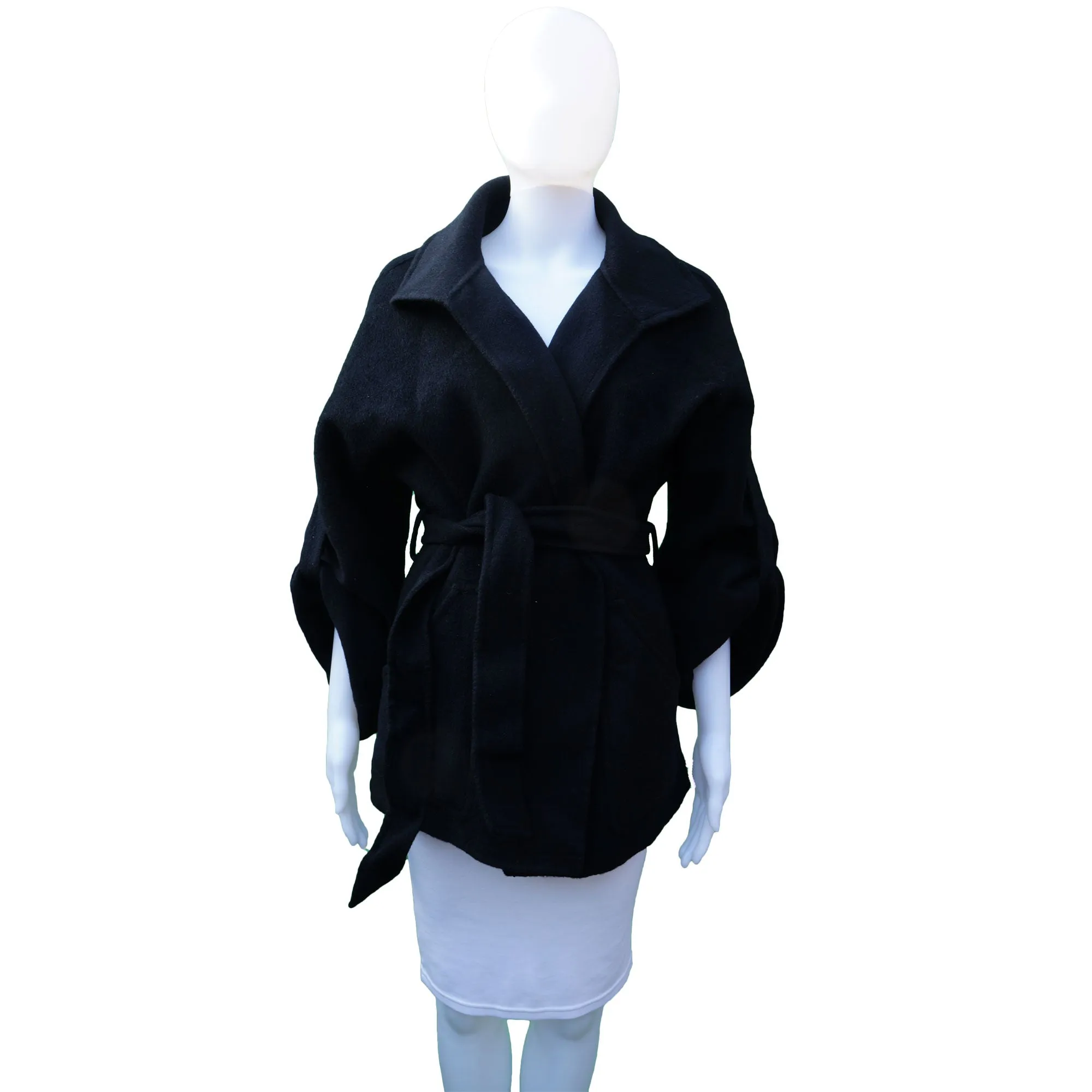 PAUL & JOE WOOL BLEND ROBE STYLE BELTED COAT