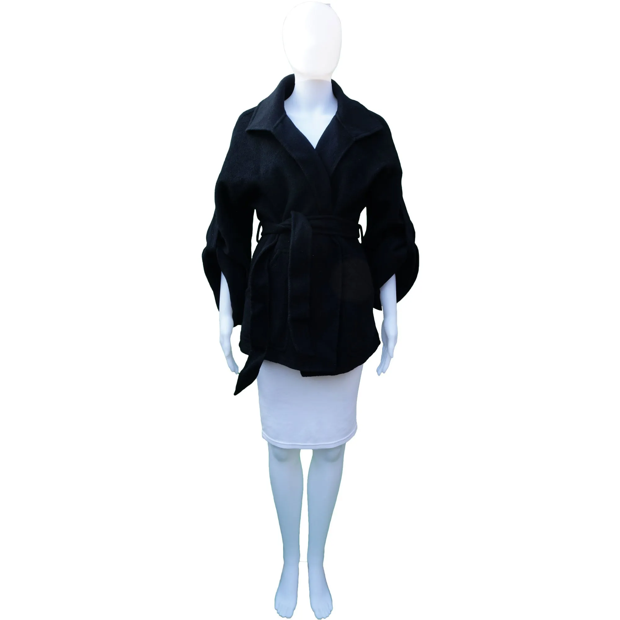 PAUL & JOE WOOL BLEND ROBE STYLE BELTED COAT