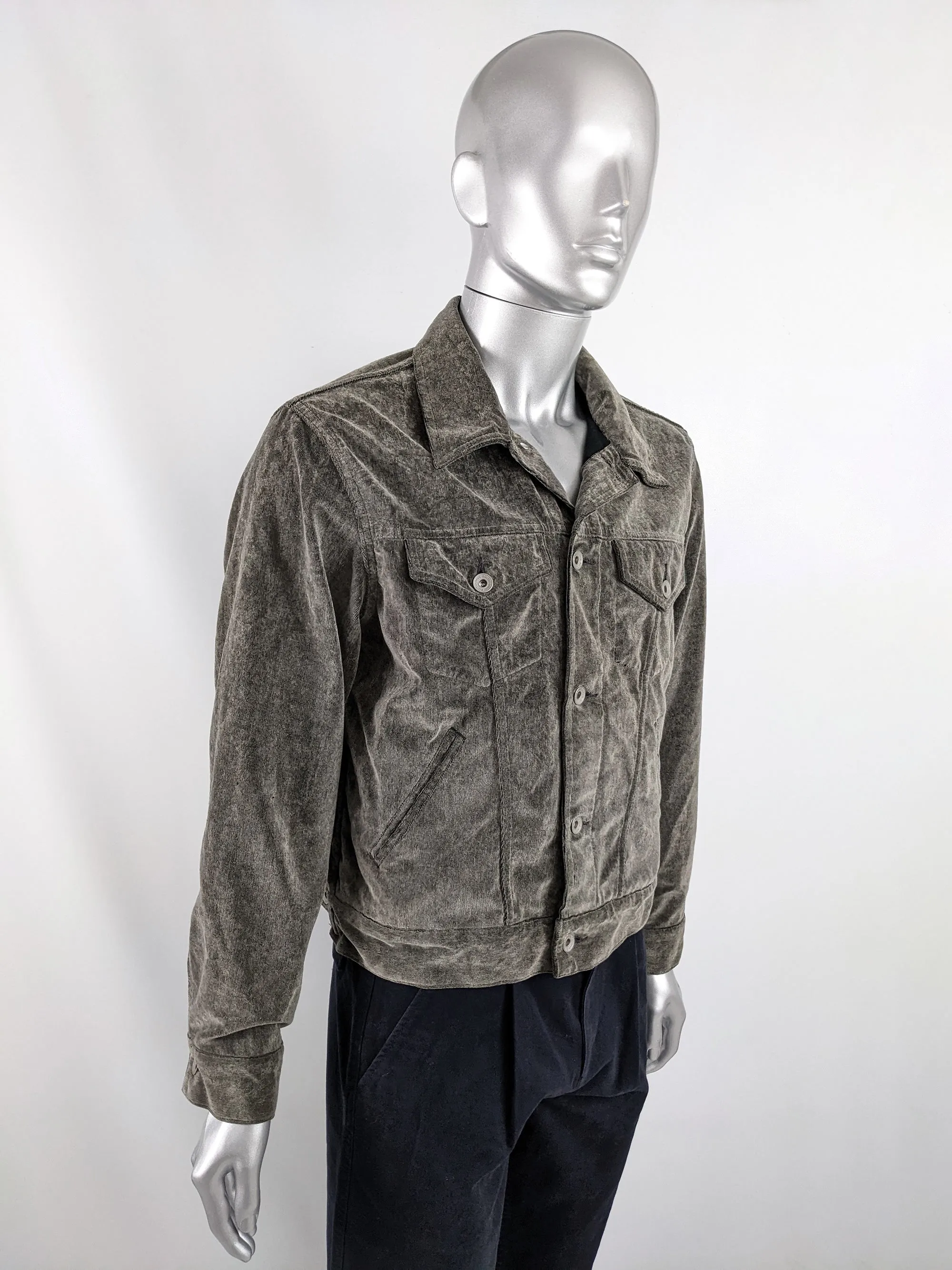 Paul Smith Vintage Mens Grey Velvet Jacket, 1990s