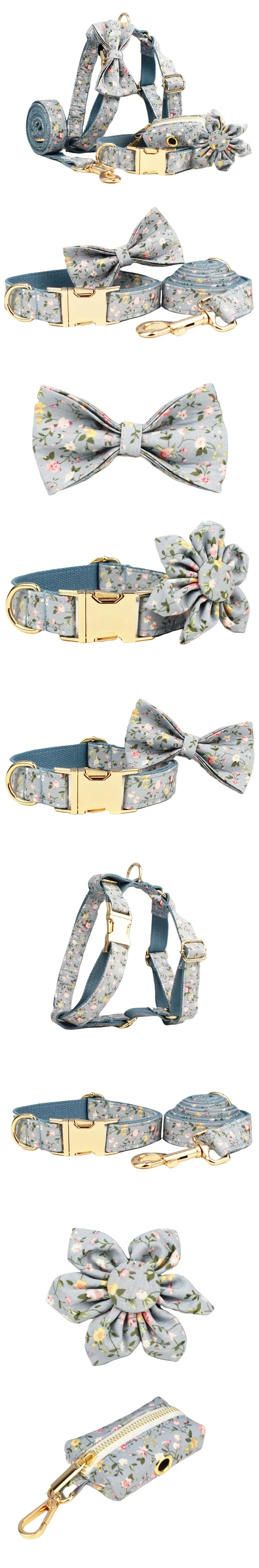 Personalized Dog Name Collar for Small Medium Dog Harness No pull Leash Collar Customized for Dog Collar Bow tie Harness Vest