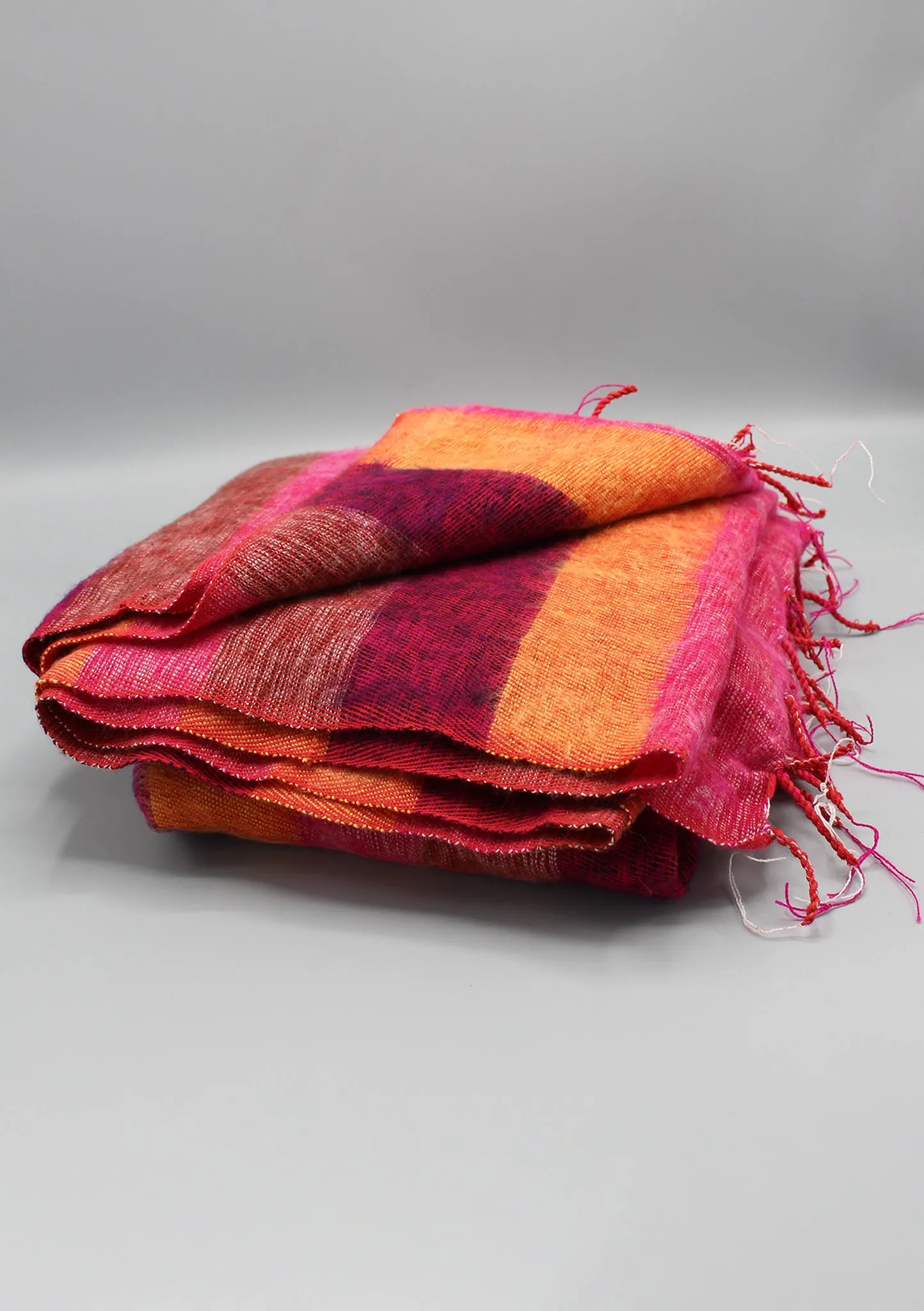 Pink Orange Mix Hand-loomed Soft Yak Wool Blanket