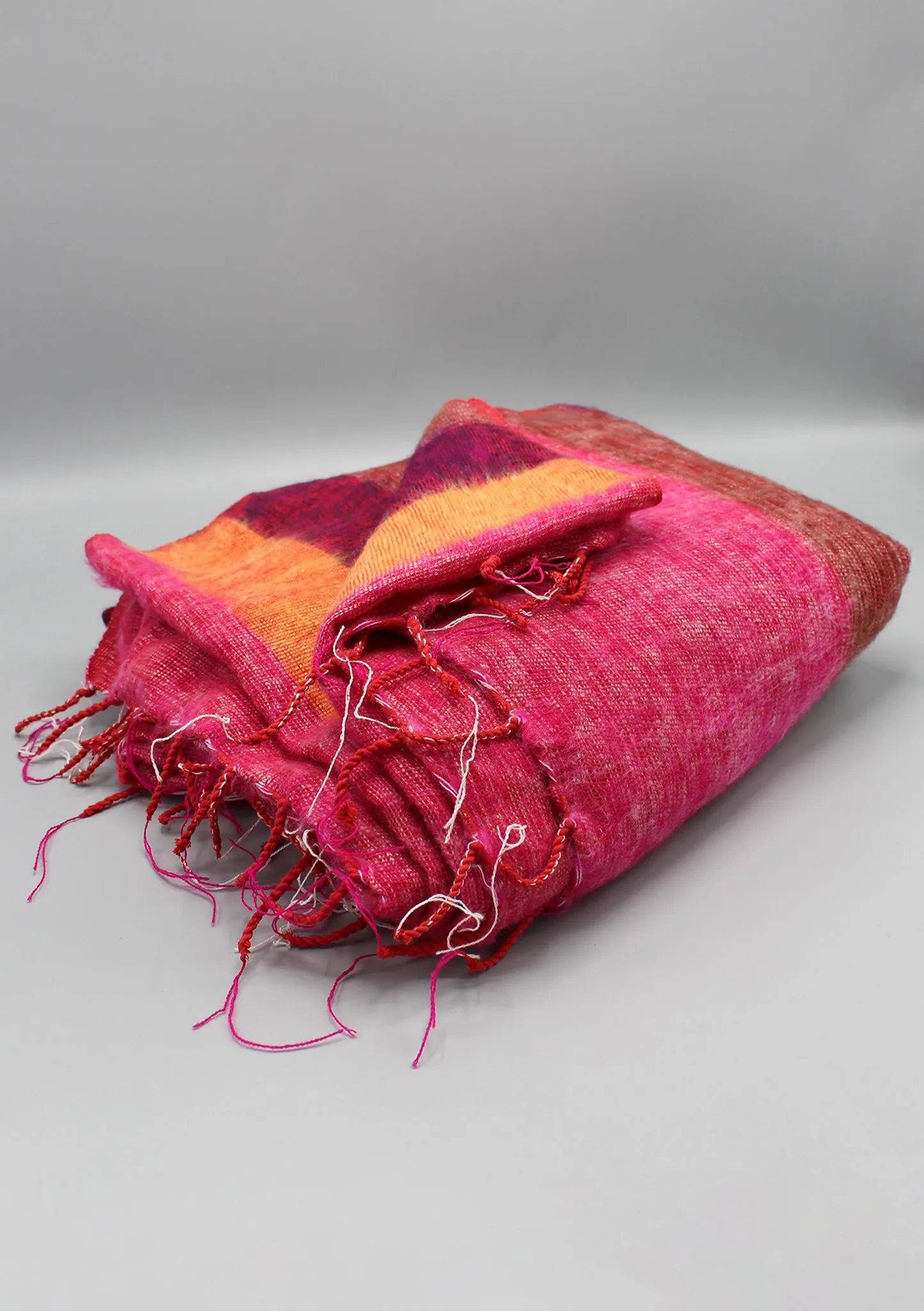 Pink Orange Mix Hand-loomed Soft Yak Wool Blanket