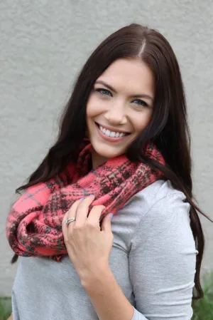 Pink Plaid Infinity Scarf