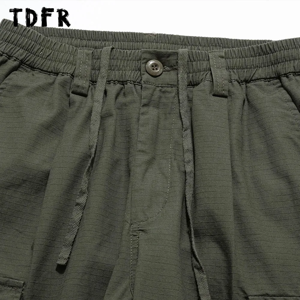 Pocket Cargo Joggers Pants - Safari Style - Elastic Waist - Wide Leg Trousers