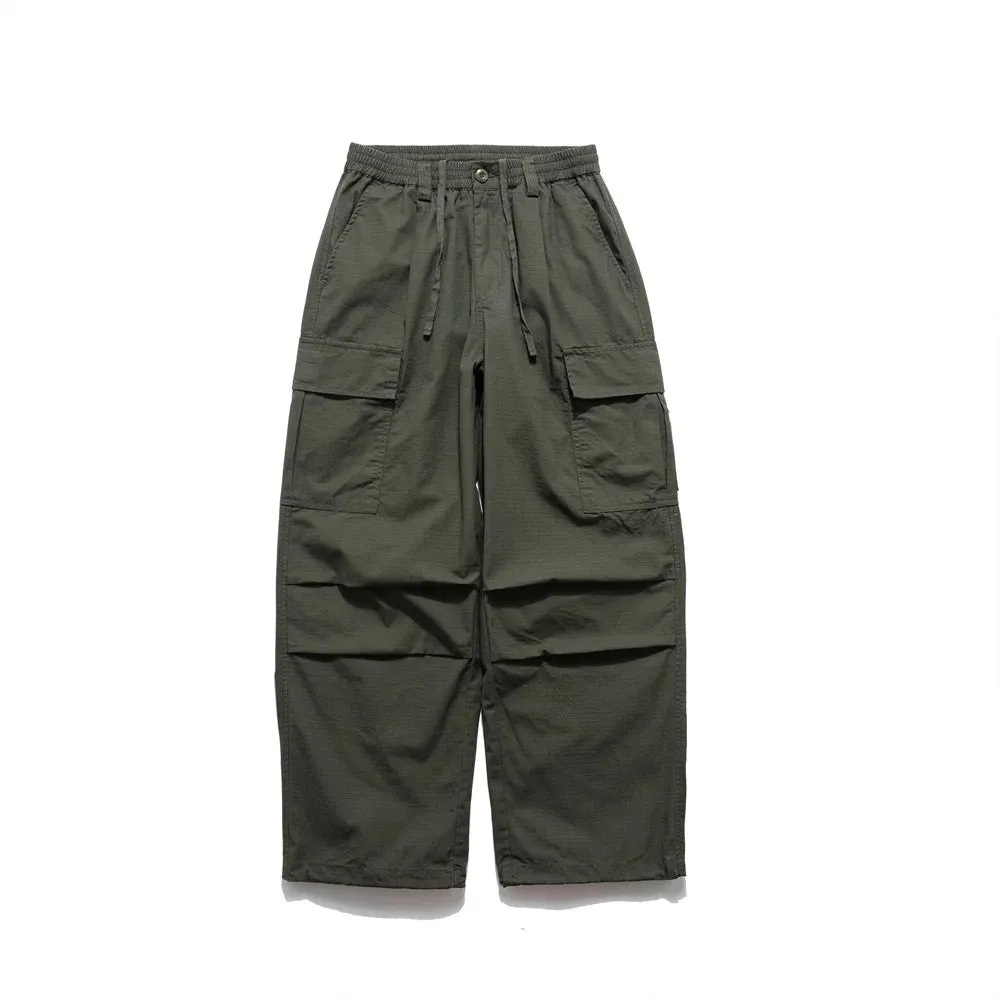 Pocket Cargo Joggers Pants - Safari Style - Elastic Waist - Wide Leg Trousers