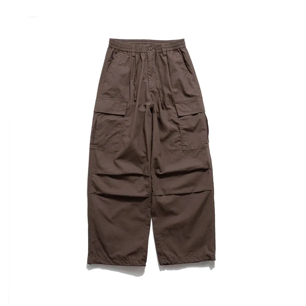 Pocket Cargo Joggers Pants - Safari Style - Elastic Waist - Wide Leg Trousers