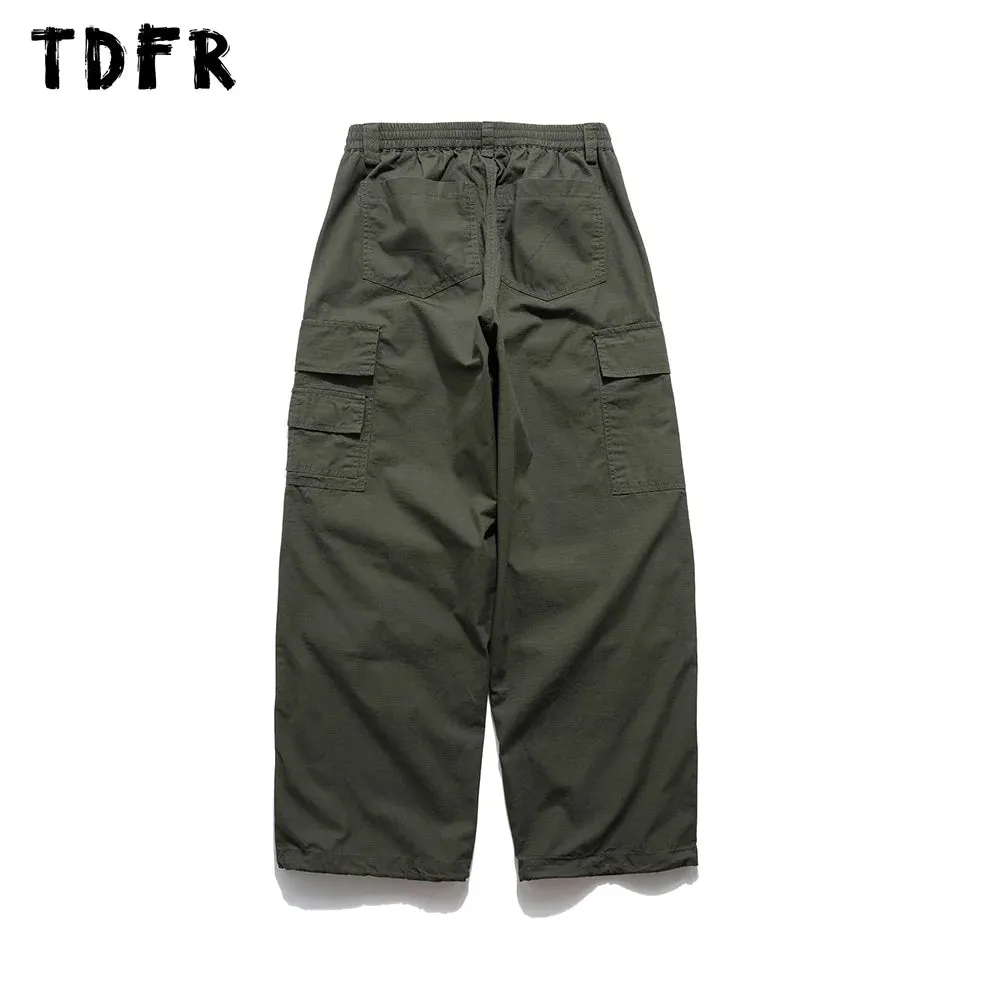 Pocket Cargo Joggers Pants - Safari Style - Elastic Waist - Wide Leg Trousers