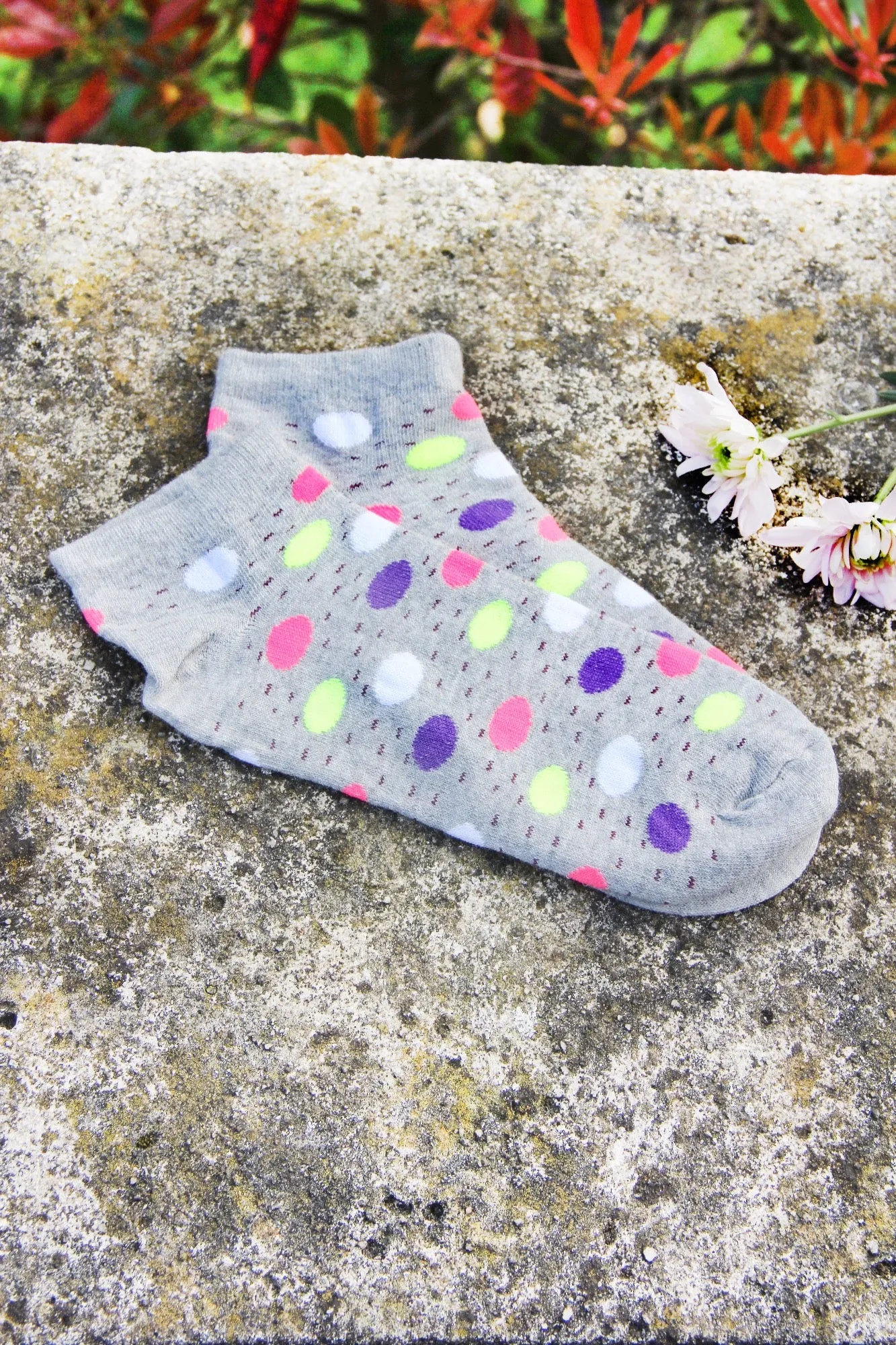 Polka Dot Rich Cotton Socks - Trainer Socks