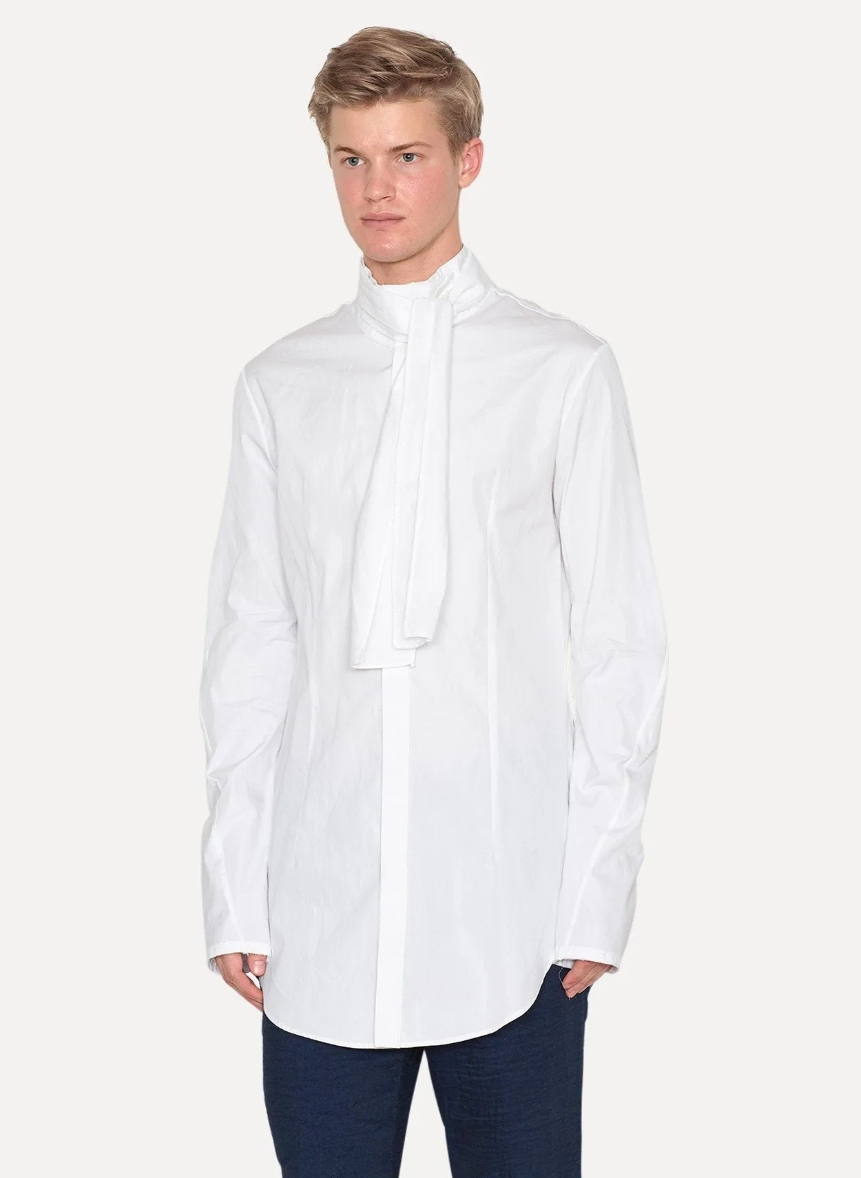 Poplin Thin Scarf Shirt