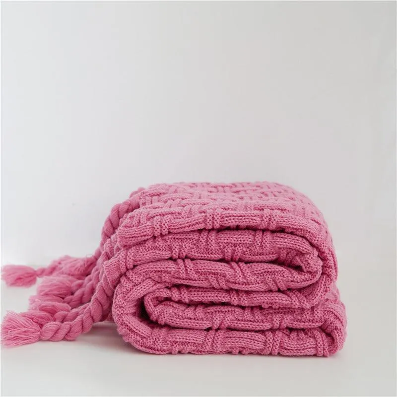 Positive And Negative Woven Tassels Casual Nap Air Conditioning Blanket Shawl Office Blanket Emily