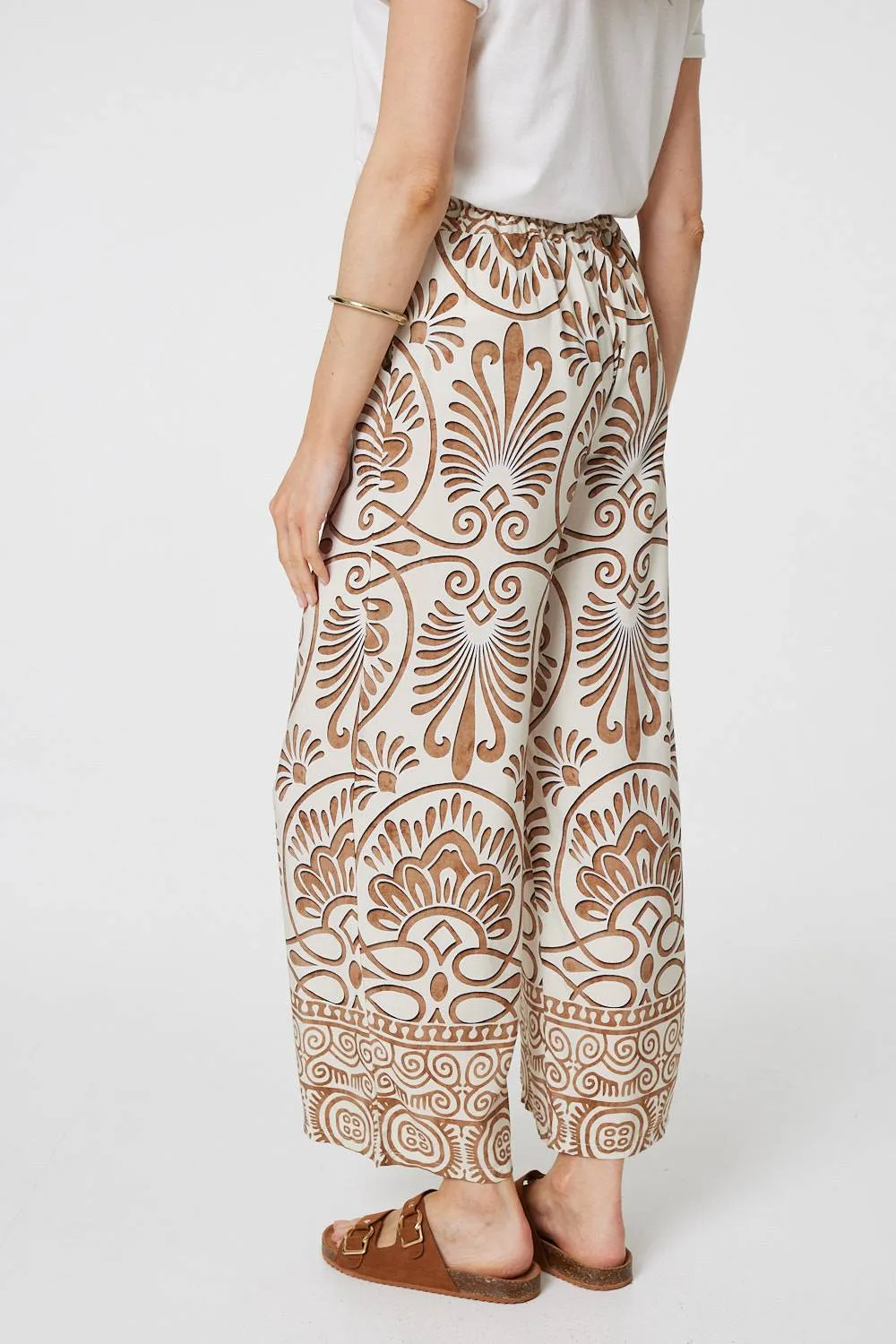 Printed High Waist Wide Leg Trousers