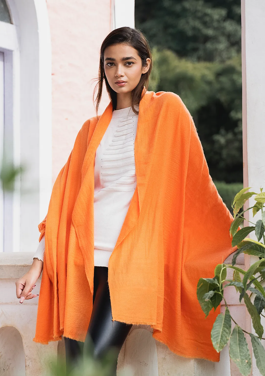 Pure Pashmina Orange Color Shawl