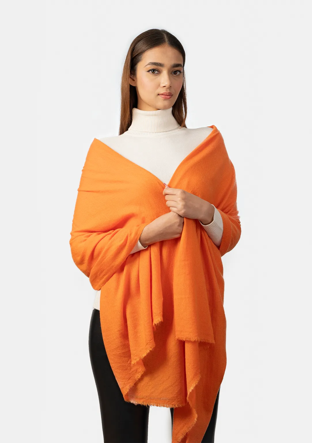 Pure Pashmina Orange Color Shawl